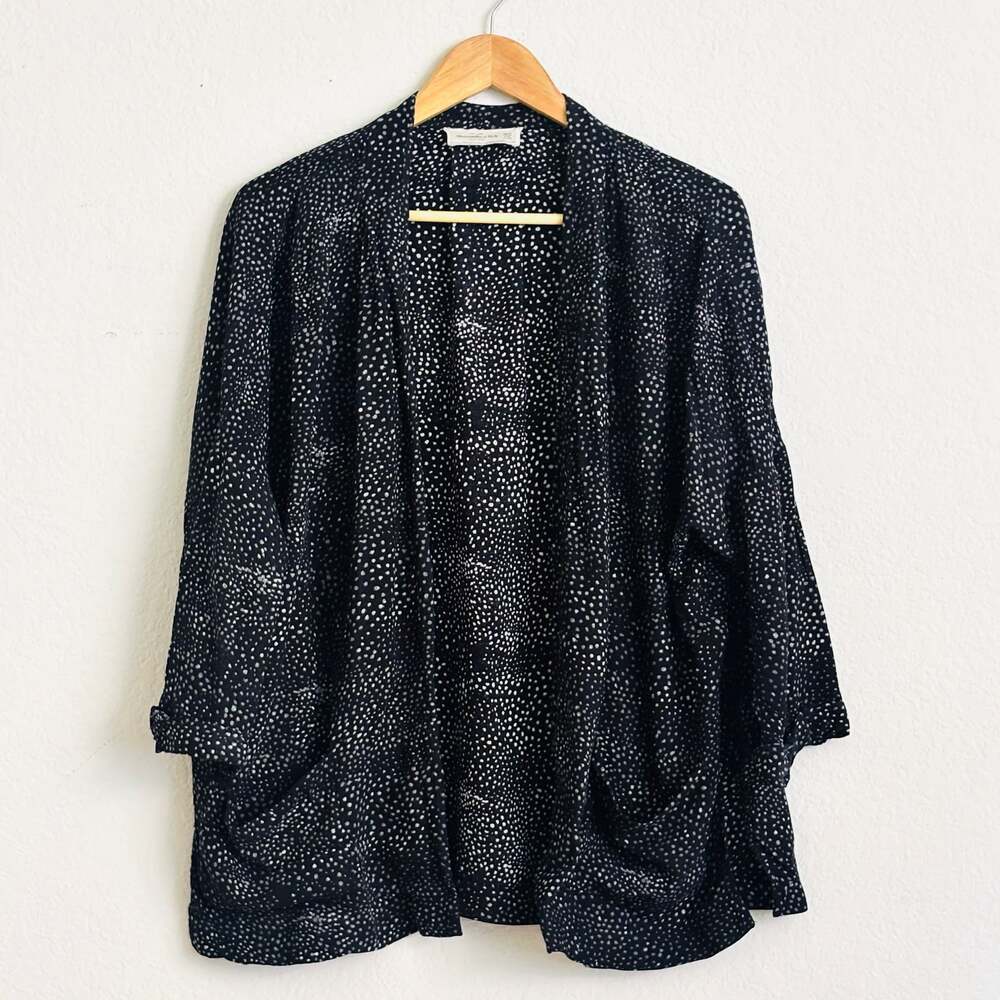 Abercrombie & Fitch Black & White Polka Dot Open Front Cardigan